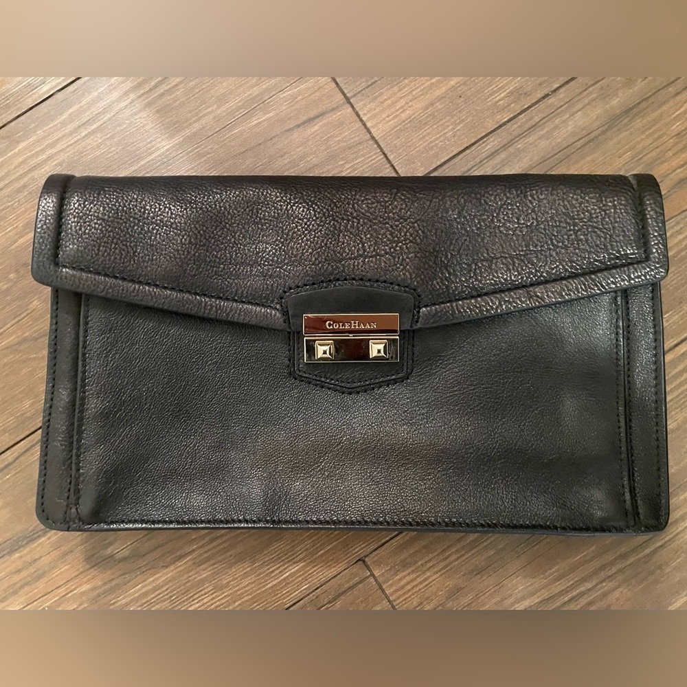 Cole Haan black leather clutch